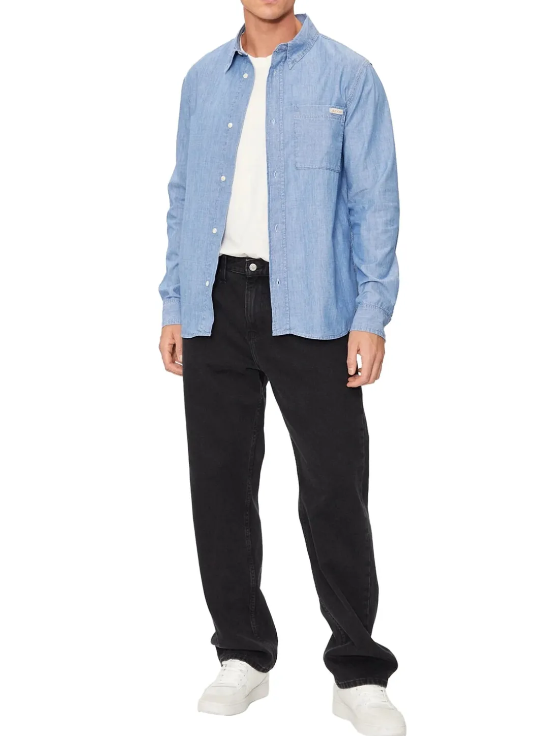 CK JEANS Camicia manica lunga in tessuto denim