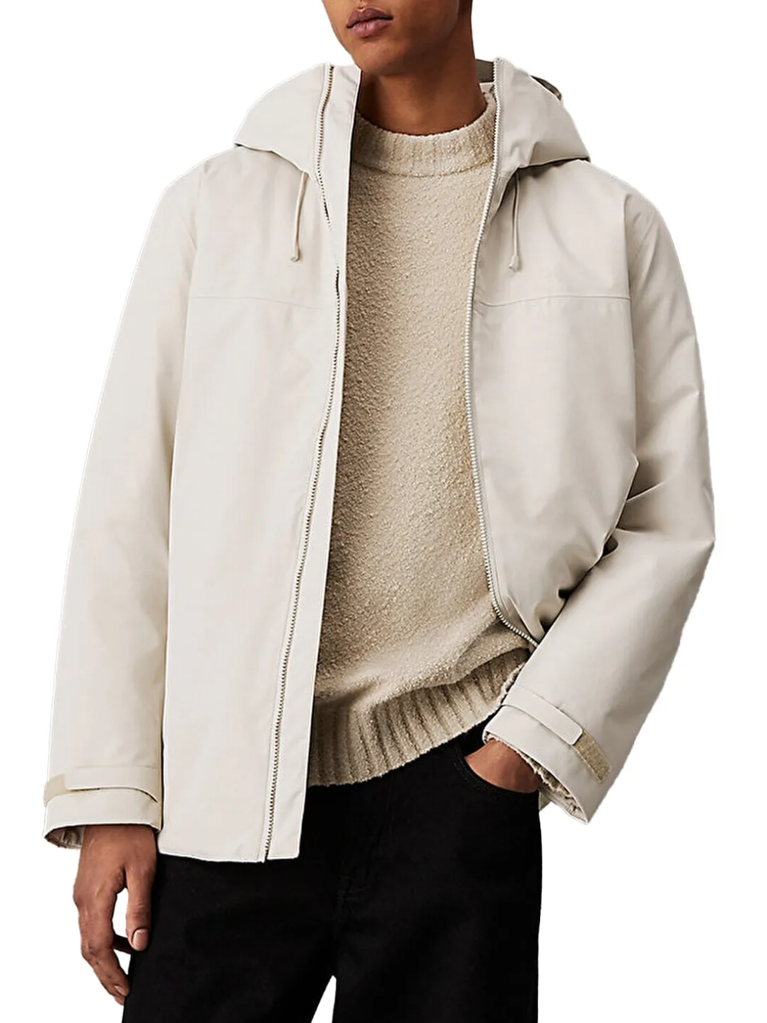 CK JEANS Giubbino cappuccio tessuto tecnico