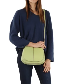 HELENA ROUND Borsa in pelle con doppia tracolla