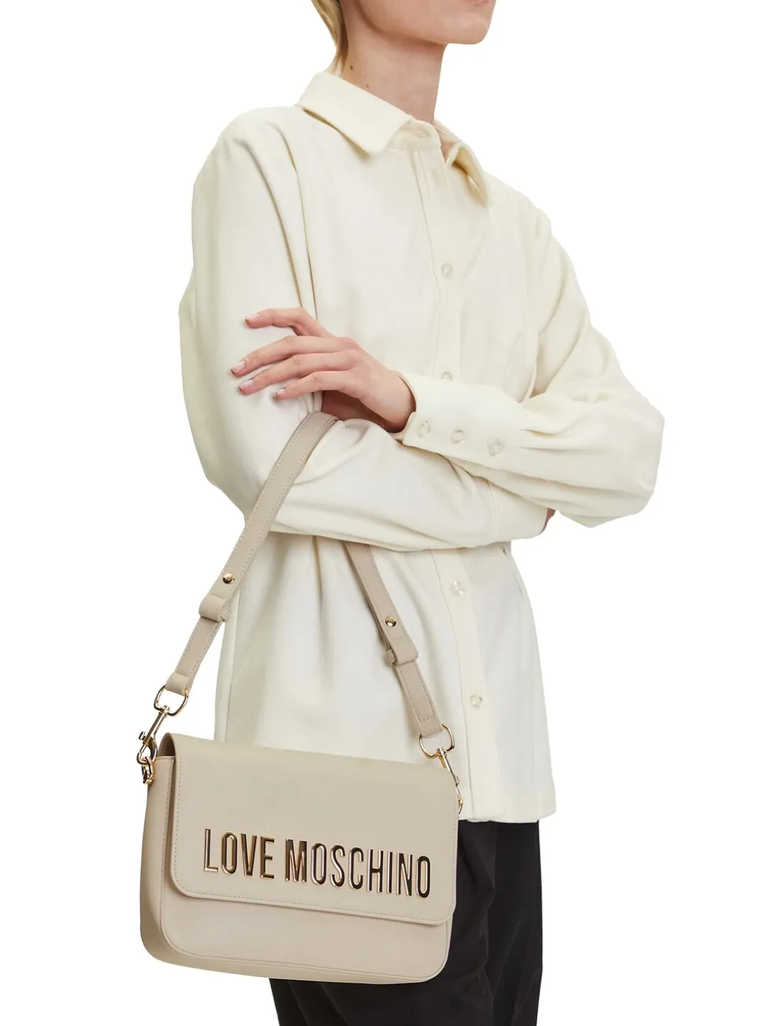 LAMINATED BOLD LOVE Borsa a spalla con flap