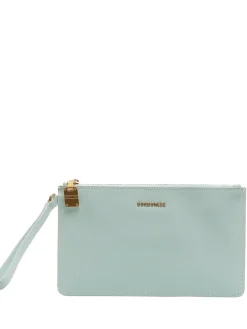 LETTERING Pochette in pelle con polsierina