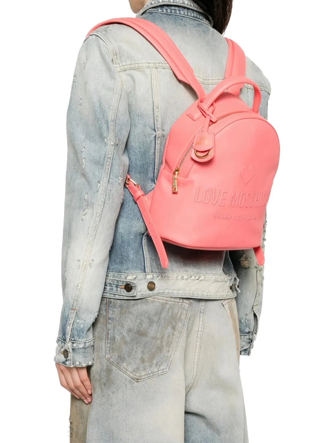 LOVE EMBOSSED Zaino con logo impunturato