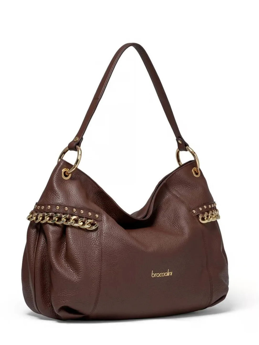 NORA Borsa a spalla in pelle con catena